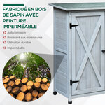 Abri de jardin armoire de jardin remise pour outils sur pied dim. 110L x 55l x 117H cm 2 étagères 2 portes toit bitumé étanche bois massif pin pré-huilé gris