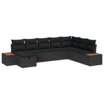 vidaXL Set de canapés de jardin 8 pièces avec coussins en rotin noir