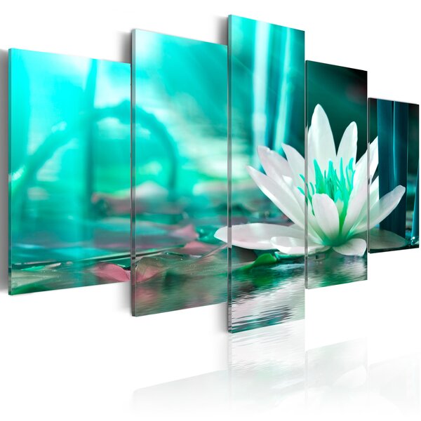 Tableau - turquoise lotus l x h en cm 200x100