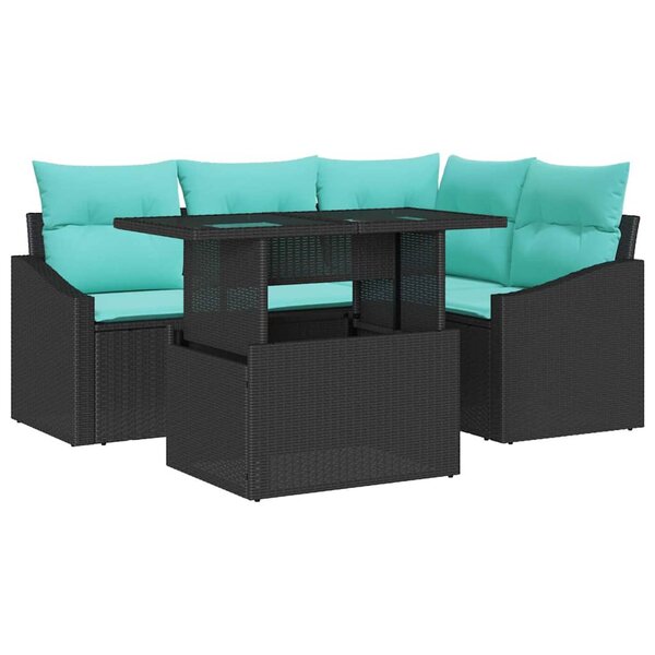 vidaXL Ensemble de canapé de jardin avec coussin 6 Pièces Noir et crème