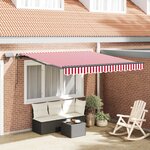 vidaXL Auvent Rétractable Rouge et blanc 300 x 250 cm tissu