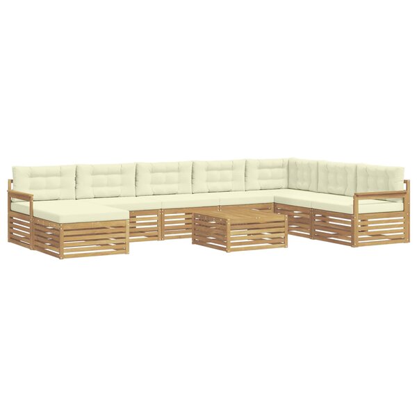 vidaXL Ensemble de canapés d'extérieur 9 pc Blanc et crème