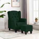 vidaXL Fauteuil avec repose-pied Vert foncé Tissu