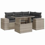 vidaXL Salon de jardin 5 Pièces avec coussins gris clair résine tressée