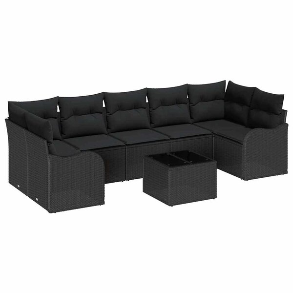 vidaXL Ensemble de canapé de jardin Noir 55 x 55 x 37 cm polyrotin