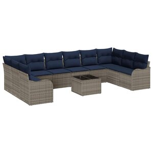 vidaXL Ensemble de Canapés avec coussin 11 Pièces Gris Polyester
