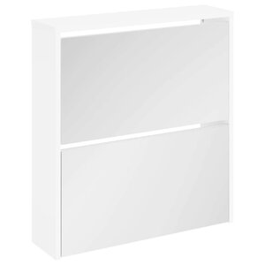 vidaXL Meuble à chaussures 2 étages avec miroir 63x17x67 cm Blanc