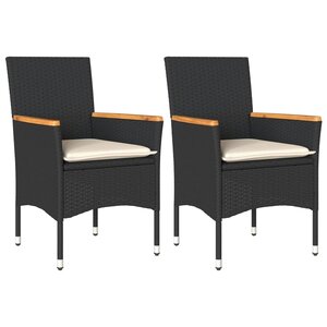 vidaXL Chaises de jardin avec coussins lot de 2 noir résine tressée