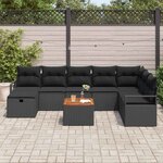 vidaXL Ensemble de canapé de jardin avec coussin 9 Pièces Noir polyrotin