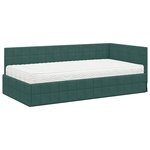 vidaXL Cadre de lit d'angle avec matelas 2 Pièces Vert Velours