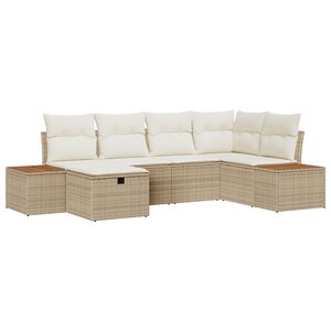 vidaXL Ensemble de canapé de jardin 6 pièces avec coussins Beige Poly Rattan