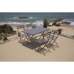 Ensemble repas de jardin 4 personnes - Table pliante 110 x 70 cm + 4 chaises - Acier  thermolaqué - Gris - HIENO