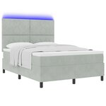 Lit à ressorts vidaXL avec matelas et LED Gris clair 140x200 cm Velours