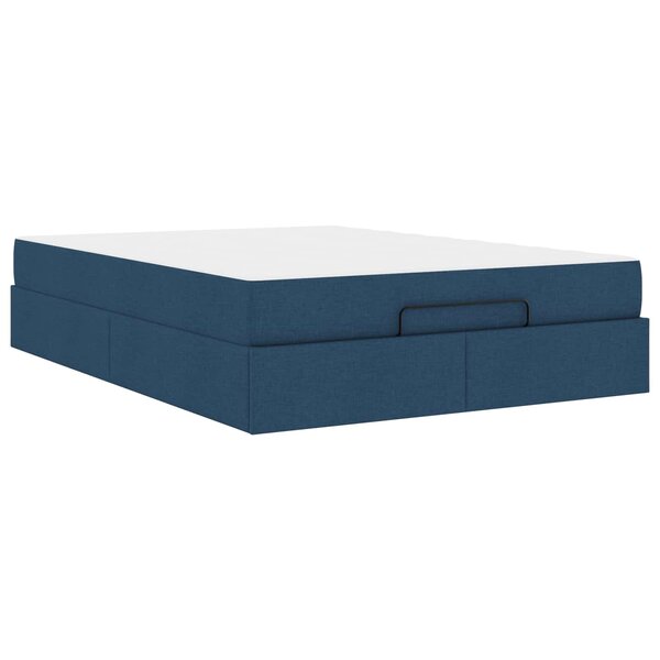 vidaXL Cadre de lit avec matelas avec matelas 2 Pièces Bleu tissu