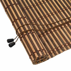 vidaXL Store enrouleur avec des rideaux Marron 140 x 220 cm Bambou
