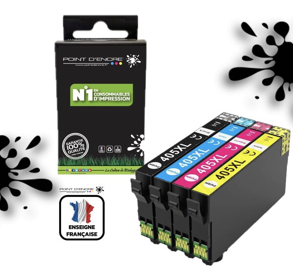 405XL - Valise - Pack de 4 Cartouches D'encre Noir/Cyan/Magenta/ Jaune - Grande capacité