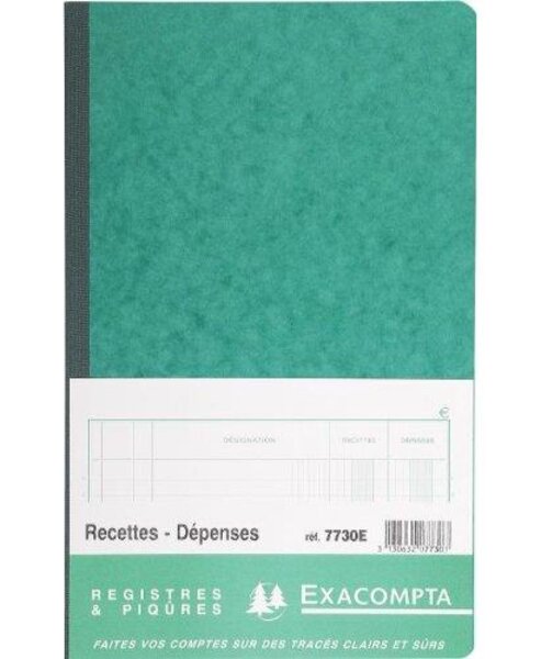 Piqûre 32x19 5cm recettes-dépenses 80 pages - Couleurs assorties EXACOMPTA