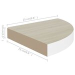 vidaXL Étagères d'angle murales 2 Pièces Chêne et blanc 25x25x3 8 cm MDF