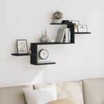 vidaXL Étagère murale noir 104x15x49 cm bois d'ingénierie
