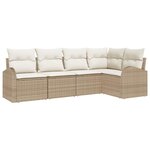 vidaXL Ensemble de canapé de jardin 5 Pièces Beige et blanc Poly rotin