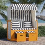vidaXL Strandkorb avec coussins Résine tressée bois solide blanc bleu