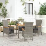 vidaXL Ensemble à manger de jardin 5 Pièces coussins gris résine tressée