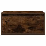vidaXL Table de chevet murale avec lumières LED chêne fumé