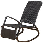 Rocking chair fauteuil à bascule style cosy dossier repose-pied réglable résine tressée 4 fils imitation rotin noir