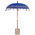 vidaXL Parasol balinais 260 Bleu 180-190 cm Coton et bois massif