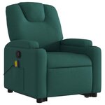 vidaXL Fauteuil inclinable de massage Vert foncé Tissu