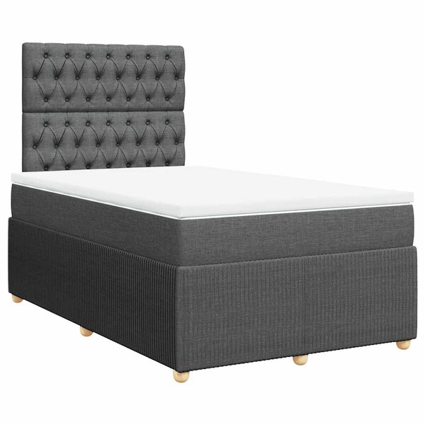vidaXL Sommier à lattes de lit avec matelas Gris foncé 120x200cm Tissu