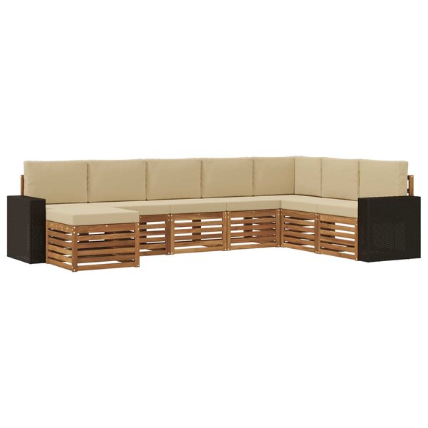 vidaXL Ensemble de canapés d'extérieur 8 Pièces Naturel et Beige