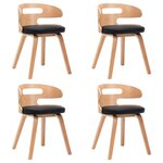 vidaXL Chaises à manger lot de 4 noir bois courbé et similicuir