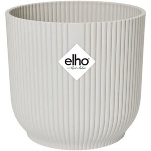 Pot de fleurs Rond VIBES - Plastique - Ø 25 x 23 cm - Blanc/Blanc soie