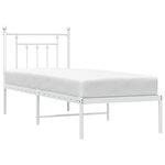 vidaXL Cadre de lit métal sans matelas avec tête de lit blanc 75x190cm