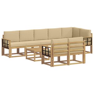 vidaXL Ensemble de canapés d'extérieur 9 Pièces Blanc et Beige Polyester