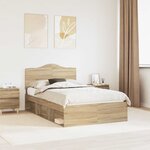 vidaXL Cadre de lit avec tête de lit Sonoma 120 x 190 cm Pin massif