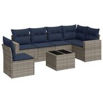 vidaXL Salon de jardin 7 Pièces avec coussins gris résine tressée