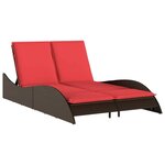 vidaXL Chaise longue avec coussins Marron 114 x 205 x 73 cm Résine tressée