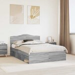 vidaXL Cadre de lit Gris Sonoma 140 x 200 cm Bois de pin massif