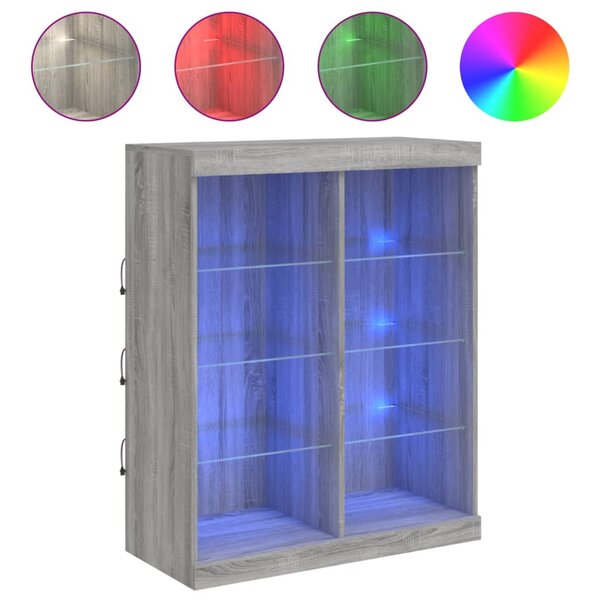 vidaXL Buffet avec lumières LED sonoma gris 81x37x100 cm