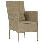 vidaXL Meubles à dîner de jardin et coussins 7 Pièces Poly rotin Beige