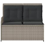 vidaXL Banc inclinable de jardin et coussins gris clair résine tressée