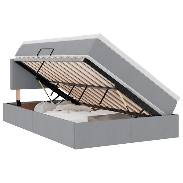 vidaXL Lit de rangement LED avec matelas Gris clair 120 x 200 cm Tissu