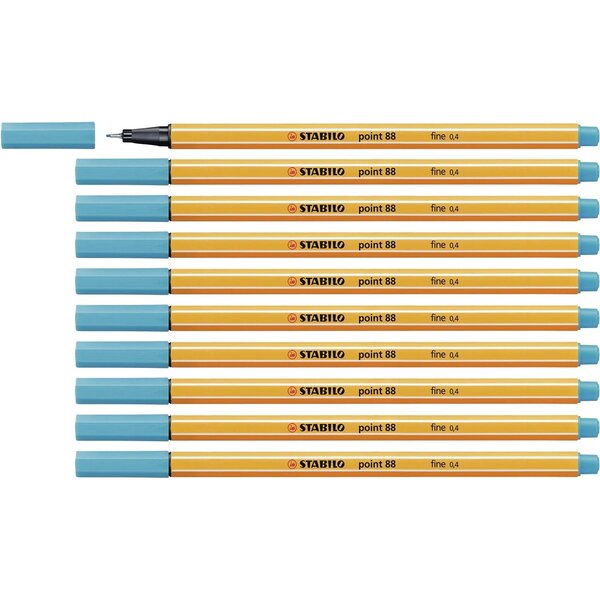Stylo-Feutre POINT 88 Pointe Fine 0 4 mm bleu clair x 10 STABILO