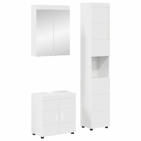 vidaXL Ensemble de mobilier de salle de bain TULUM Blanc brillant