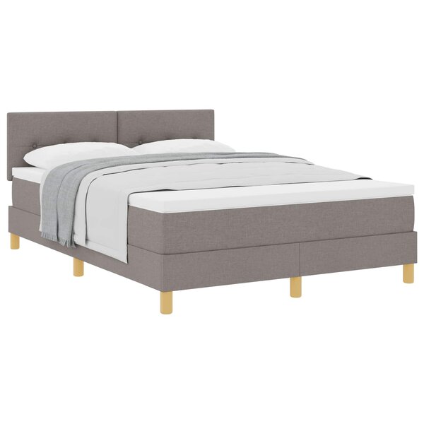vidaXL Lit à ressorts avec coussin Taupe 140 x 190 cm tissu