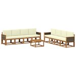 vidaXL Ensemble de canapés d'extérieur 9 pc Naturel et Crème