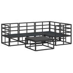 vidaXL Ensemble de canapé de jardin avec coussin 5 Pièces Noir Aluminium
