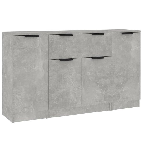 vidaXL Buffets 3 Pièces gris béton bois d'ingénierie